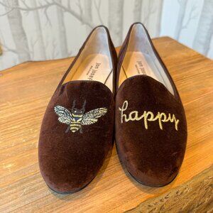 Jon Joseph Bee Happy Brown Velvet Loafers. Size 7.5.  EUC